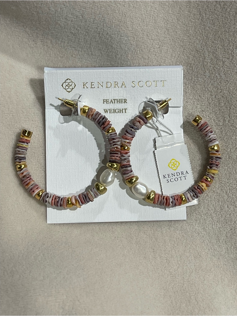 Kendra Scott Multicolor Beaded Hoop Earrings with Pearl & Gold Accents